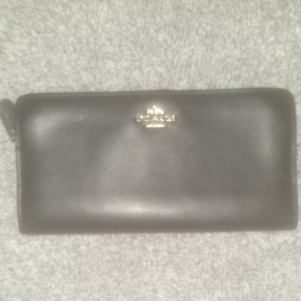 Coach Dark Leather Zip Wallet